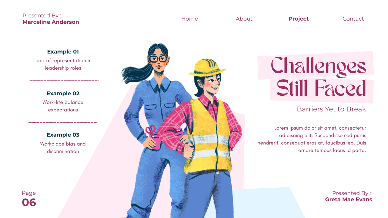 Pink and Blue Handdrawn Women in Every Profession Presentation
