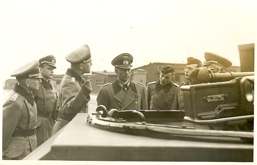 Bargain Lot (9) Portrait Photos- Rare Pics of Wehrmacht General & Panzer Officers Viewing New Panzer