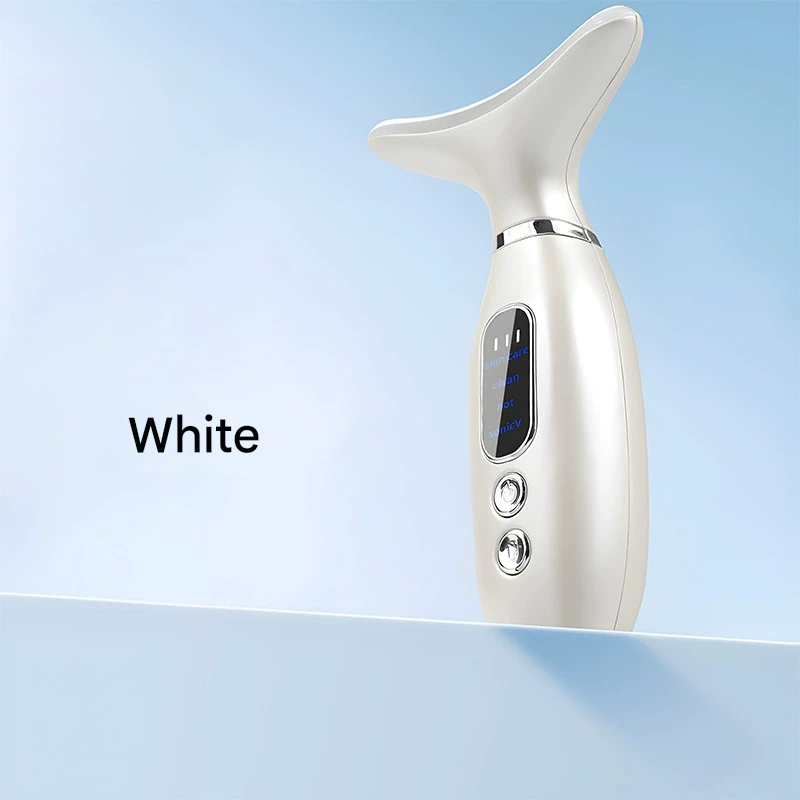 Multi-Functional Neck & Face Beauty Massager - Constant Heat, Ion Infusion & Sonic Vibration(white)