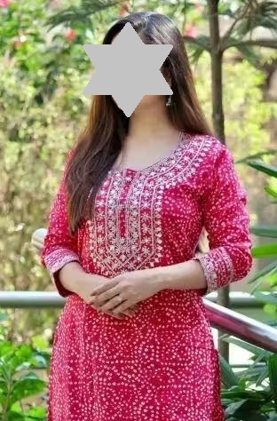 Bandhani Print Kurta Set with 3-4 th sleeve Color 1 (KS101)