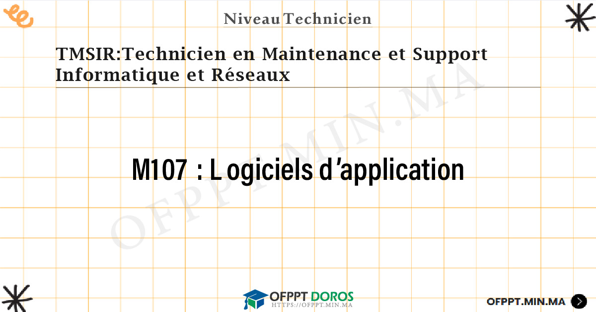 Sommaire détaillé du cours Logiciels d’application M107 OFPPT - Structure du module