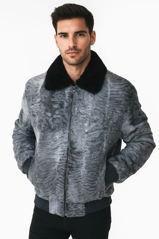 Gray Persian Lamb Fur Jacket