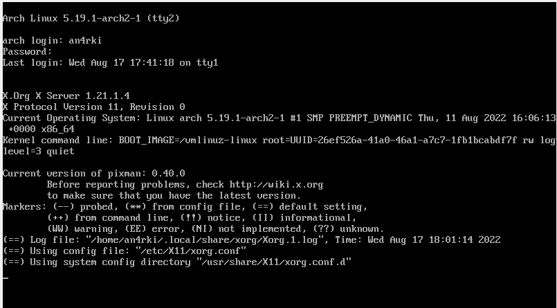 arch login issue