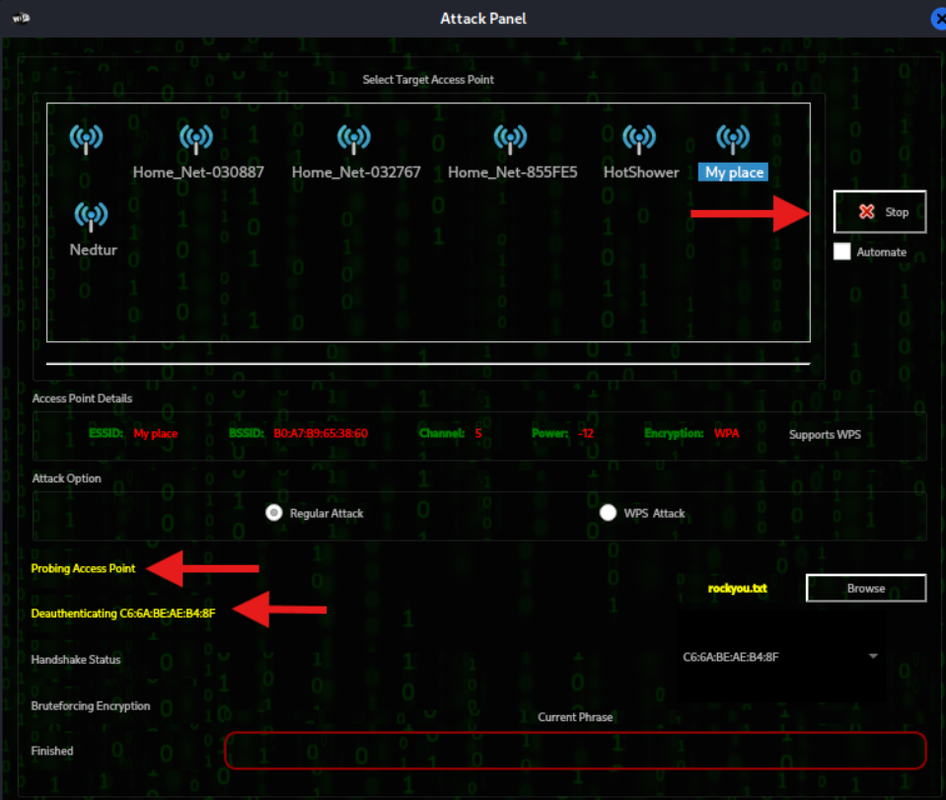 Deauth and handshake capture