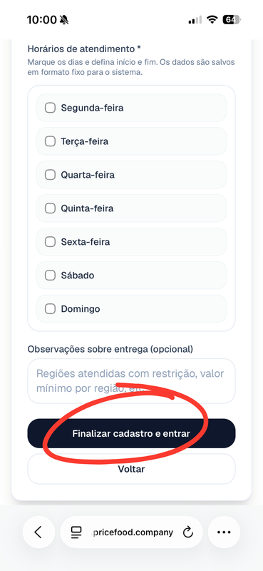 Etapa 3B — área de atendimento