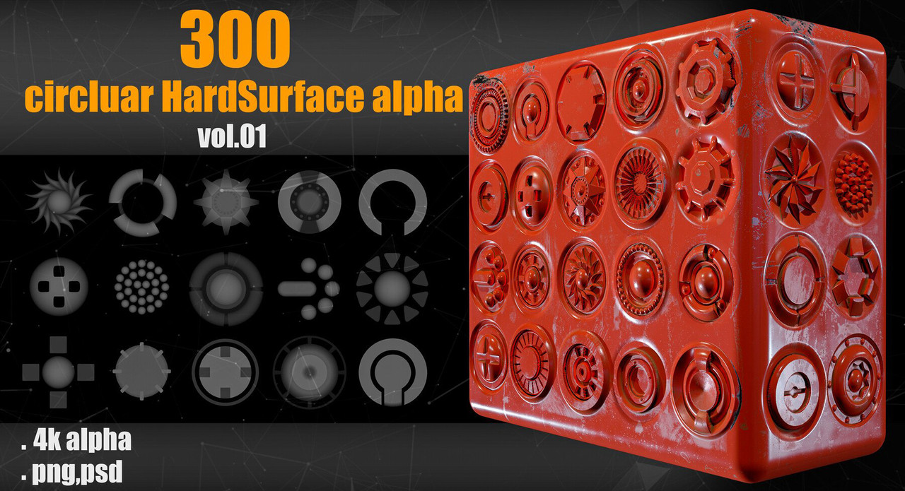 300 Circluar Hardsurface Alpha Vol 01 2024 Free Daz 3D Models