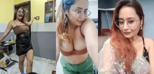 Hot desi girl rubbing her huge boob enjoying