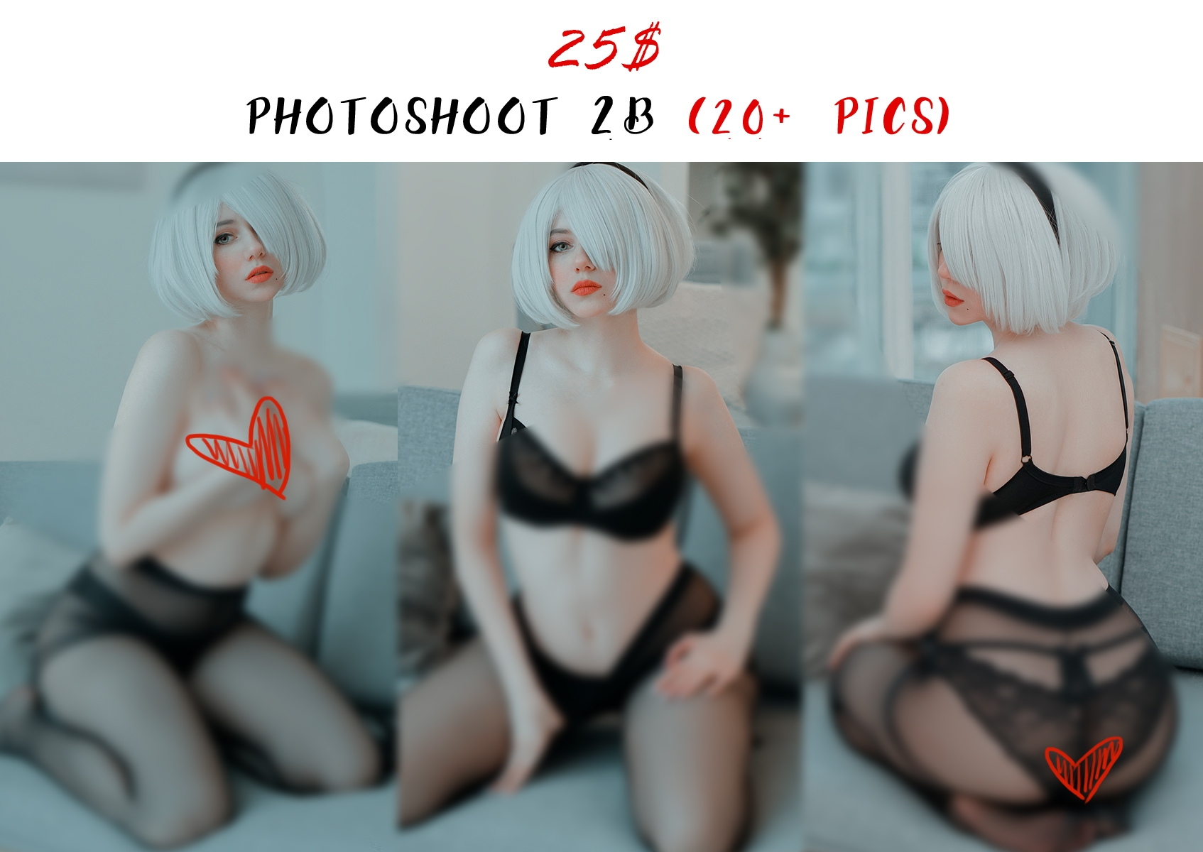 Alina Becker 2B 黑色内衣短发 Cosplay 尼尔机械纪元写真【42P-98.9M】插图