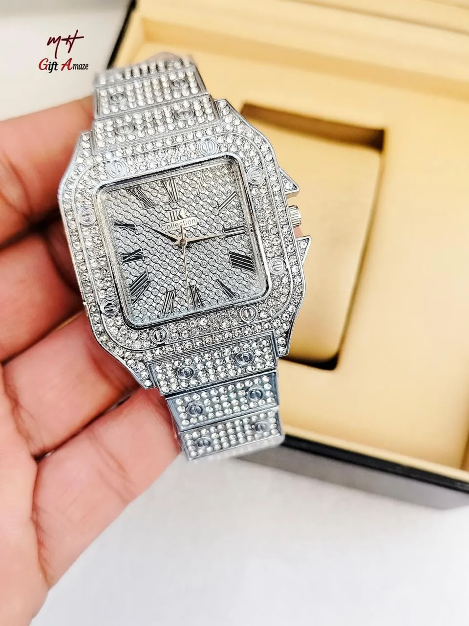 Iced Out Square Bezel and Folding Clasp Detail