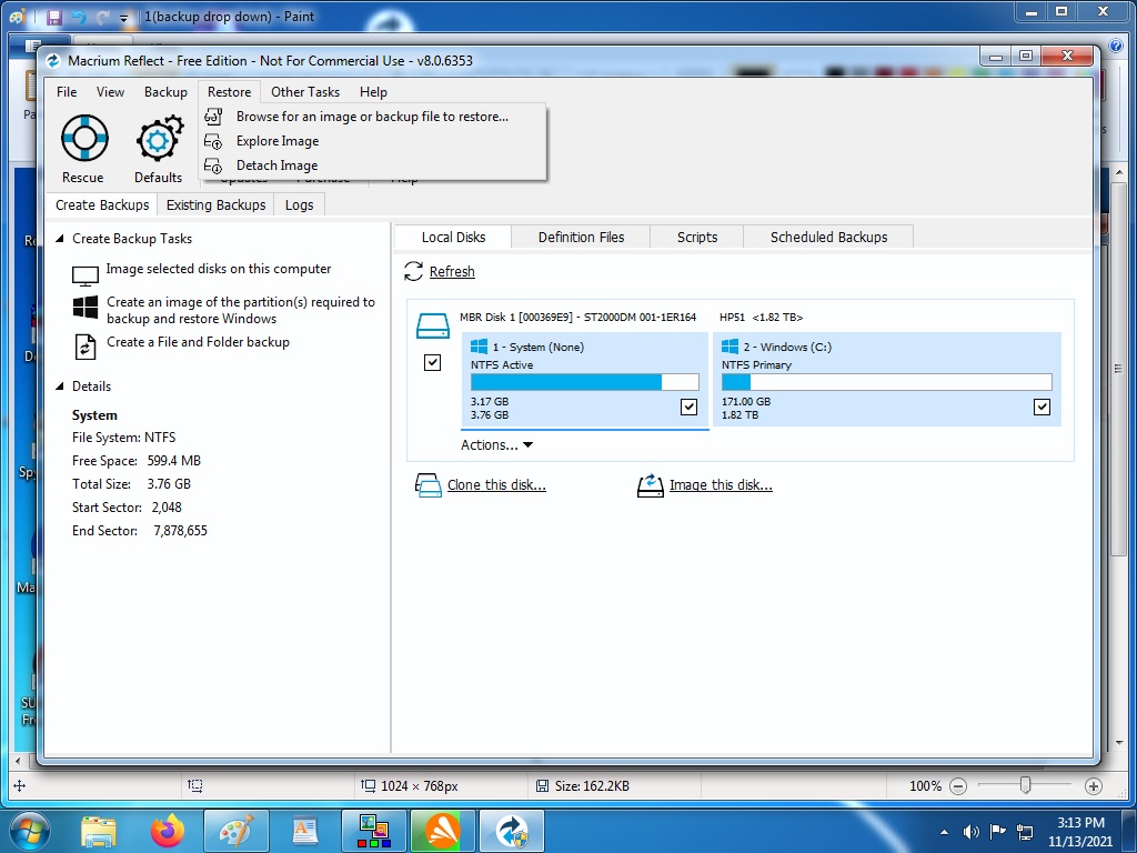 1a(restore drop down)