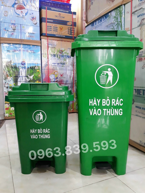 Thùng rác 60L đạp chân, thùng đựng rác hộ gia đình, thùng rác công cộng / 0963.839.593 Ms.Loan Thung-rac-nhua-dap-chan