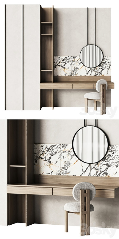 Dressing table with marble trim