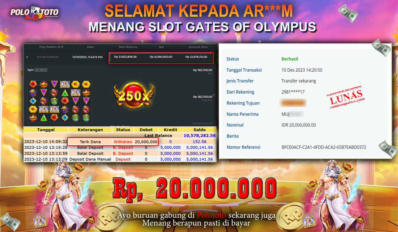BUKTI PEMBAYARAN JACKPOT DIPOLOTOTO DIBAYAR LUNAS!!!