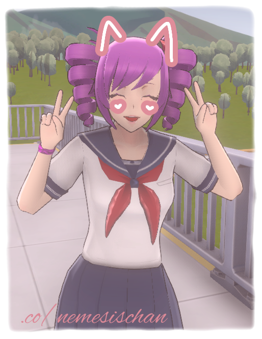 Kokona Haruka putting up peace signs