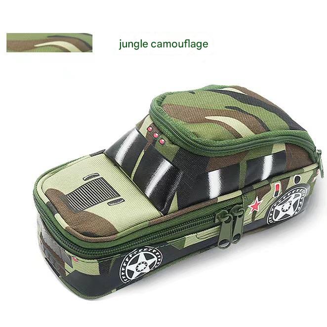 Camouflage Car Shaped Pencil Case - Large Capacity - Jungle camouflage