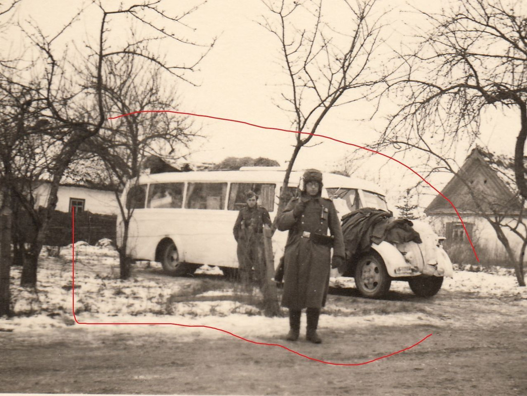 Foto Soldat VW Kübel PKW LKW BUS in Camo Tarn Wi