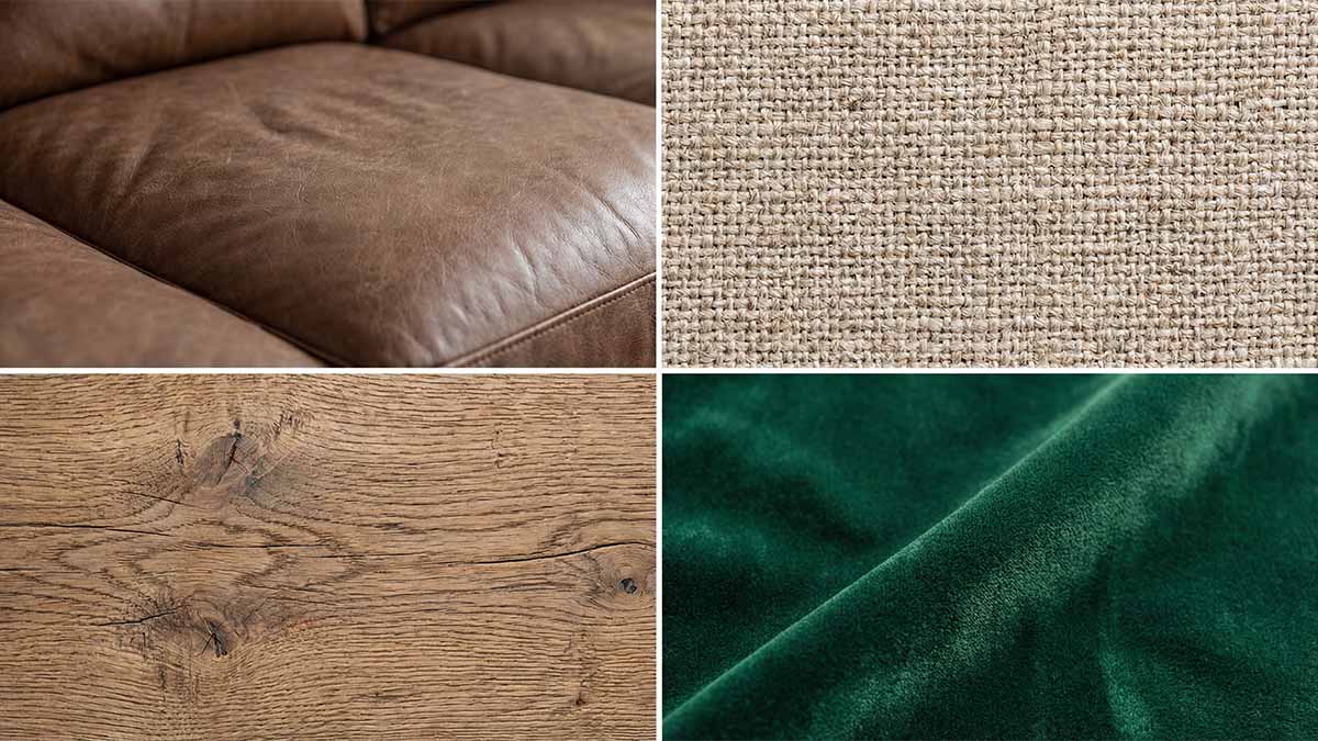 Фактуры материалов для фотозоны: кожа, лен, дерево и бархат