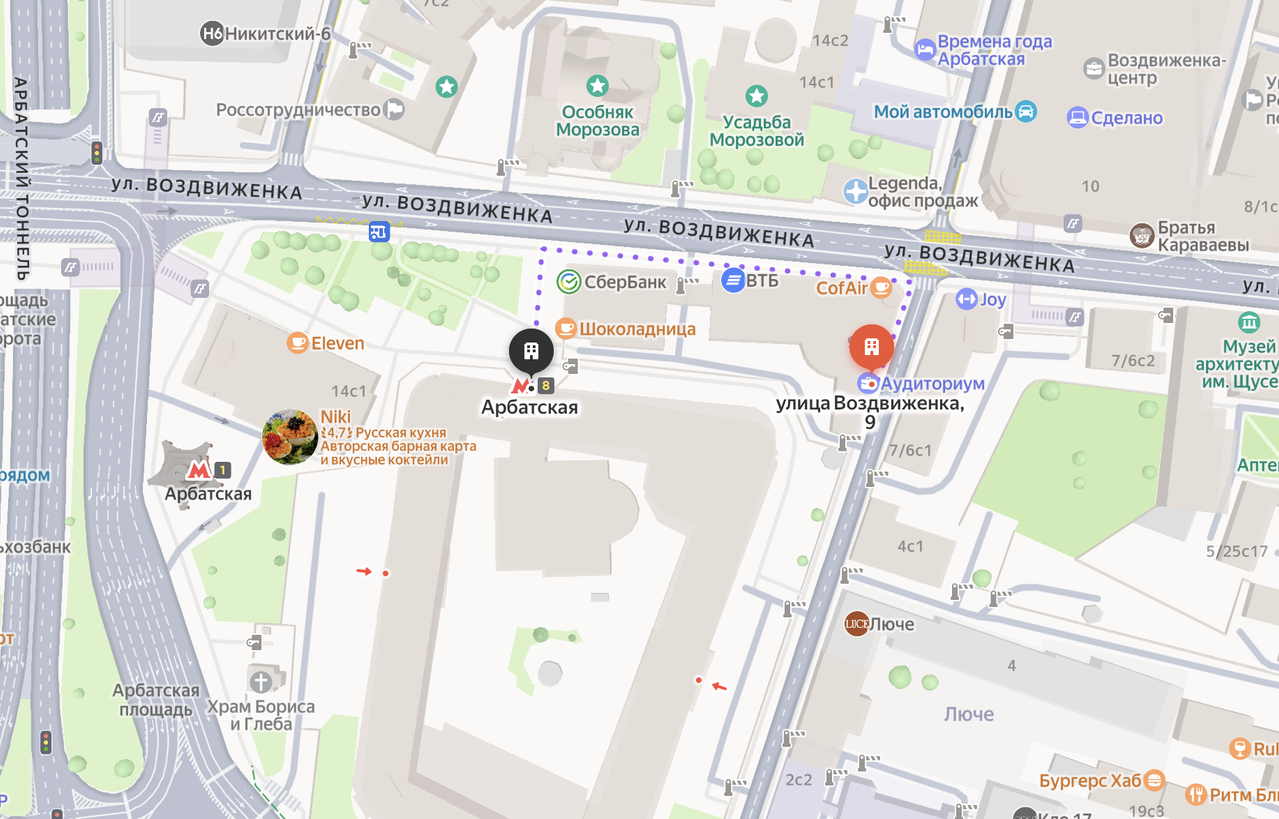 Карта: Москва, ул. Воздвиженка, 9