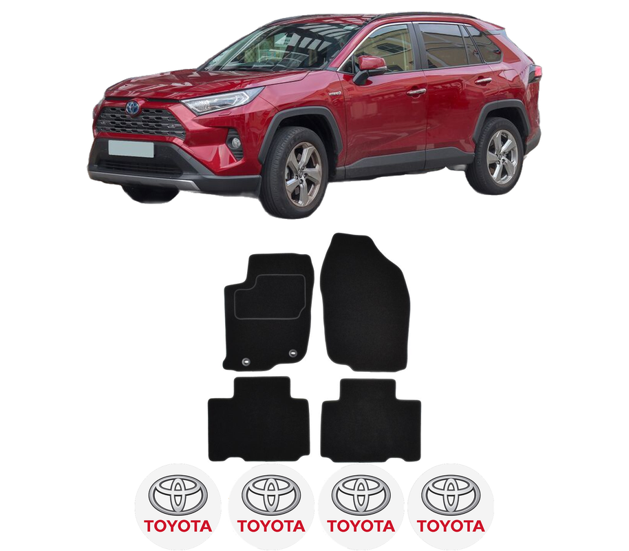 Set Covorase Presuri TOYOTA RAV 4 IV (_A4_) din 2012-2019, Auto, Material Textil Mocheta, 4 Stickere auto cu TOYOTA