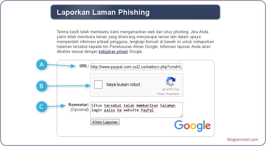 Melaporkan Situs Phishing ke Google
