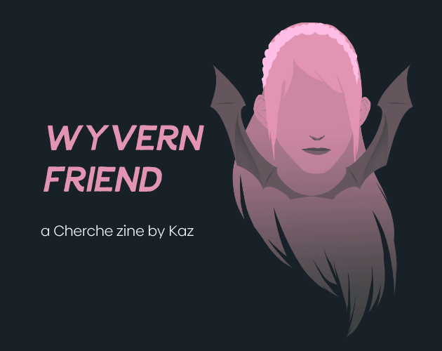 cover for my itch sketchbook, Wyvern Friend, featuring a graphic cutout of Cherche's face.