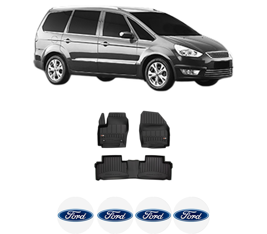 Set covorase presuri FORD GALAXY MK II VAN (WA6) din 2006-2015, auto, din cauciuc thermoplastic, 4 Stickere auto cu FORD