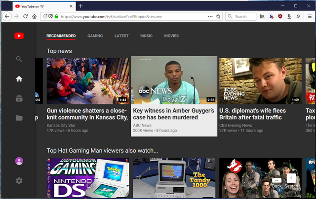 Firefox YouTube TV