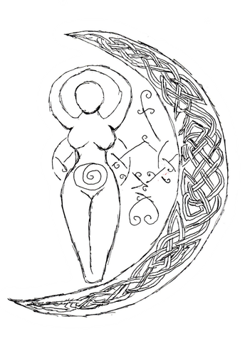 goddess and celtic knot moon by kleidausrosen