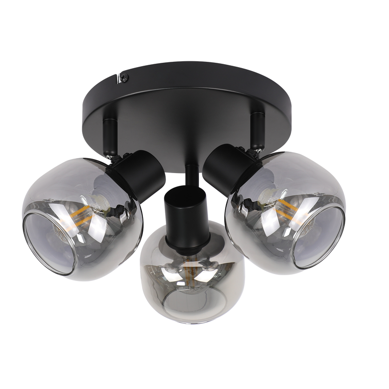Glitzerlife Deckenlampe Schwarz Deckenstrahler 3 Flammig - Verre Modern Deckenspots 350° Schwenkbar Deckenleuchte E14 Strahler Für Küche Wohnzimmer Schlafzimmer_voghion.com