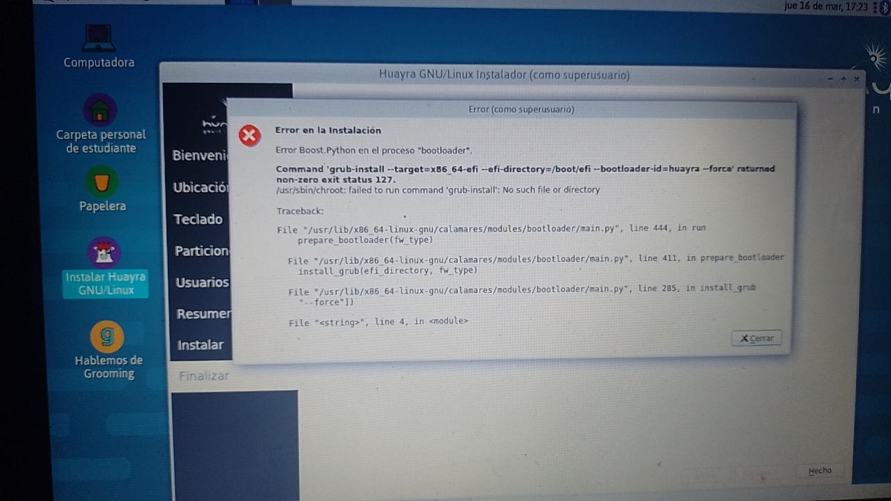 Error Boost.Python en el proceso Bootloader - Huayra