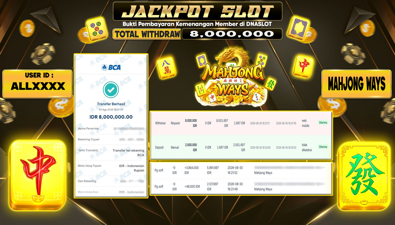 JACKPOT SLOT MAHJONG WAYS 1  30 AGUSTUS 2026