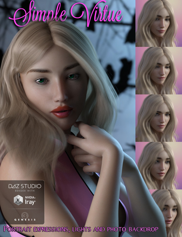 Simple Virtue: Portrait Expressions Set for Genesis 3 Female(s) Simple Virtue: Portrait Expressions Set for Genesis 3 Female(s)