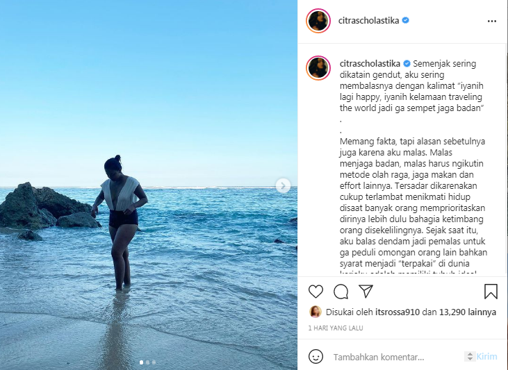 Citra Scholastika bertekad untuk mengembalikan berat badannya menjadi ideal