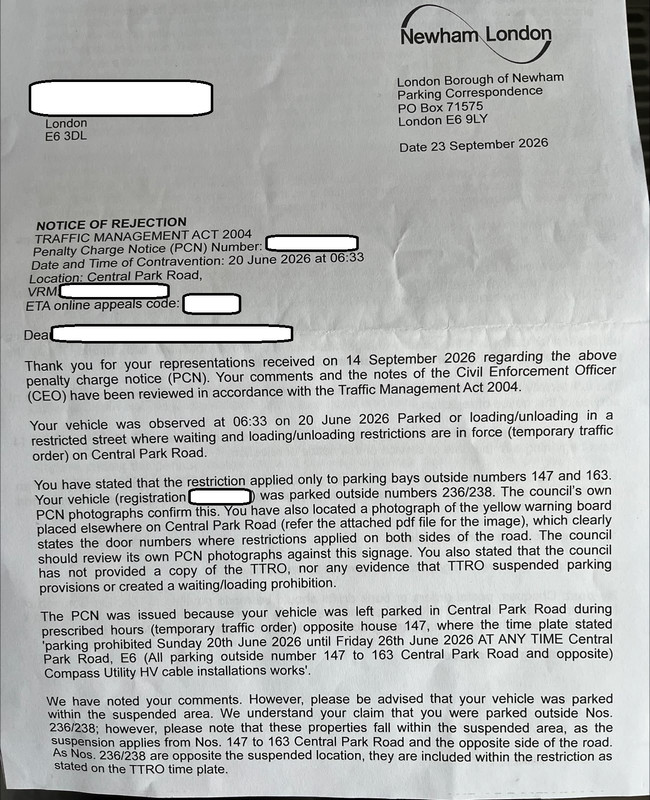 PCN fll Notice Of Rejection