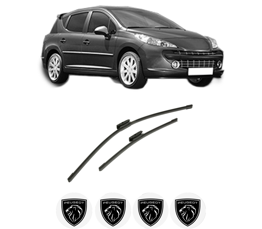 Set stergatoare auto PEUGEOT 207 SW (WK_) din 2007-2013, pentru parbriz auto, 2 bucati, Bosch Aerotwin Multi, din cauciuc siliconat rezistent, 4 Stickere Auto PEUGEOT