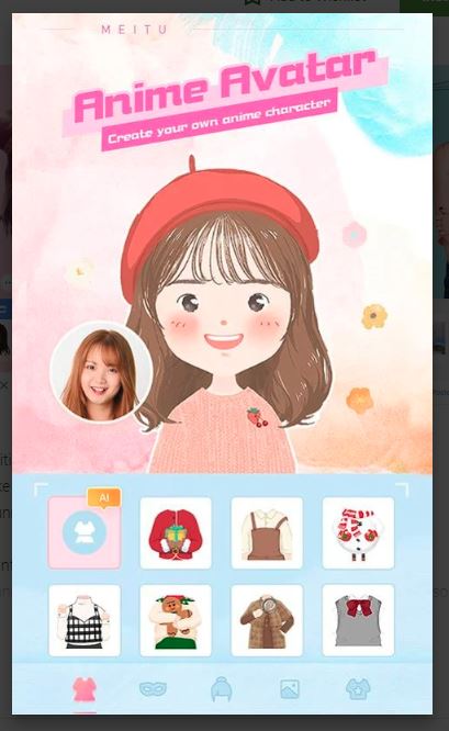 Fitur anime avatar pada aplikasi Meitu