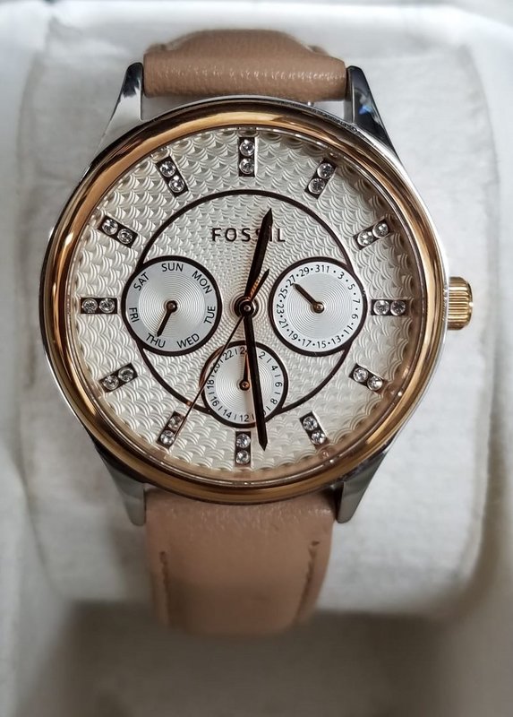 Fossil BQ1566 Modern White Dial Brown Leather Strap 