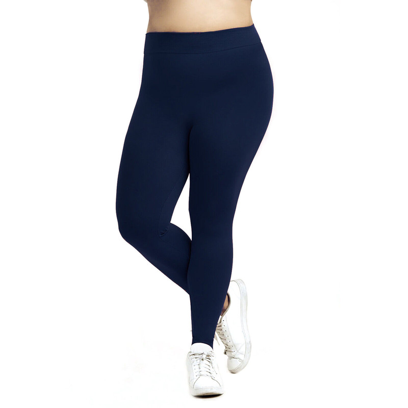 Women Fleece Lined Leggings Plus Size Solid Color Thick Winter Warm Pants