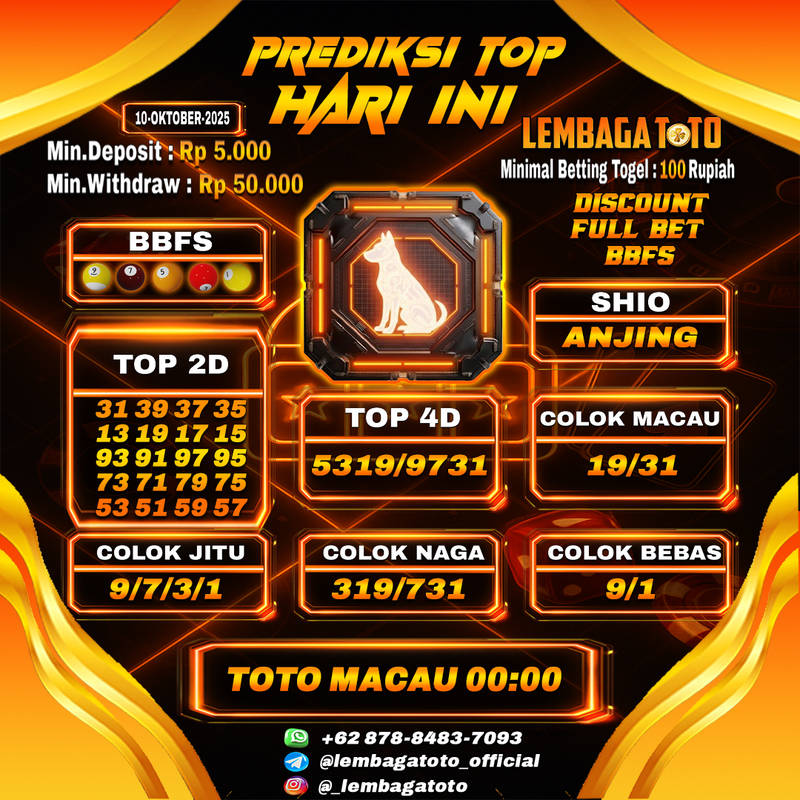 Prediksi Togel 10 Oct 2025 Lembagatoto