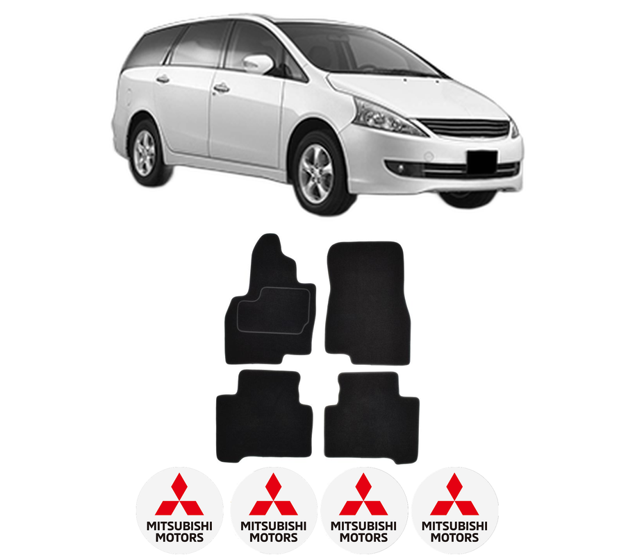 Set Covorase Presuri MITSUBISHI GRANDIS (NA_W) din 2004-2011, Auto, Material Textil Mocheta, 4 Stickere auto cu MITSUBISHI