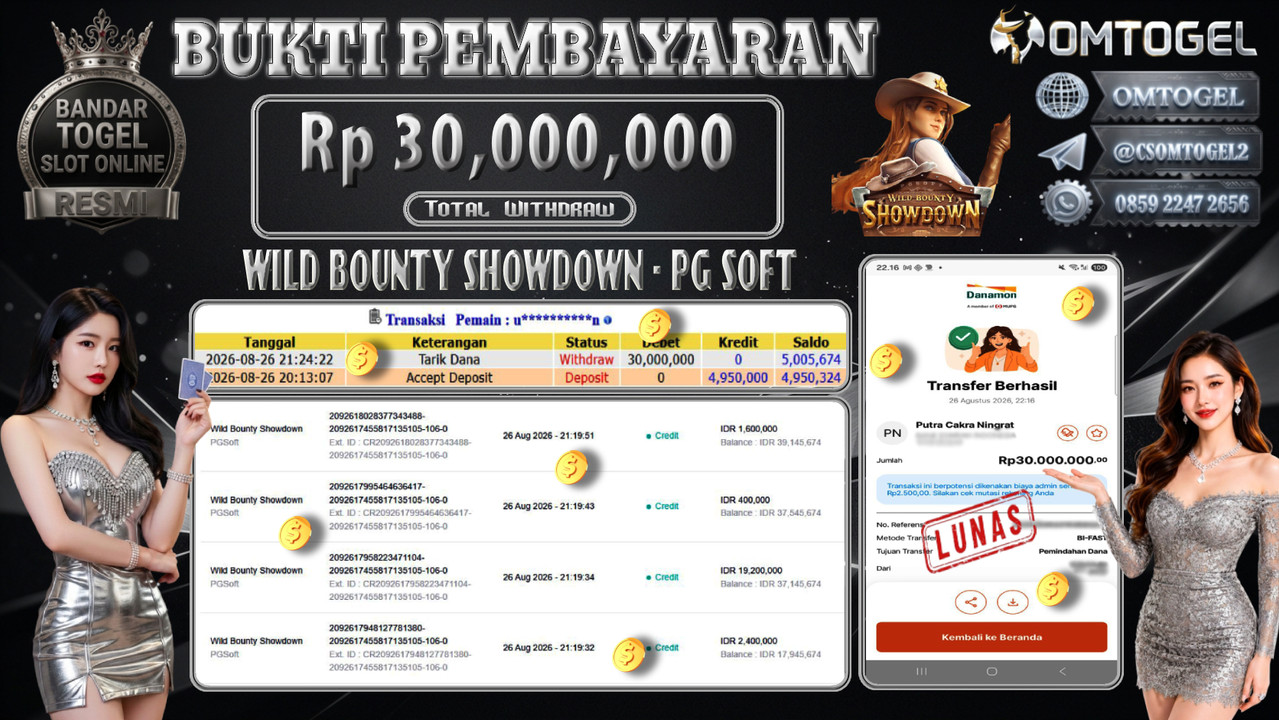 OMTOGEL JACKPOT PG SOFT WILD BOUNTY SHOWDOWN Rp,30,000,000,- DIBAYAR LUNAS