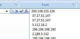 IP addresses in third column