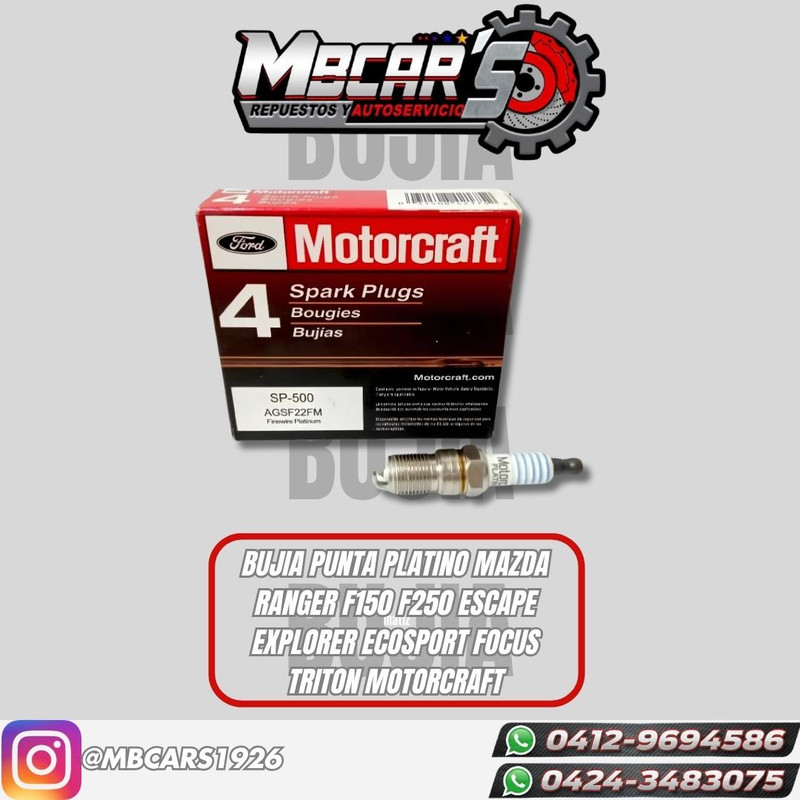 BUJIA PUNTA PLATINO MAZDA 3 2.0 / RANGER / F150 /F250 /EXPLORER / 4.0 / ECOSPORT / FOCUS / TRITON