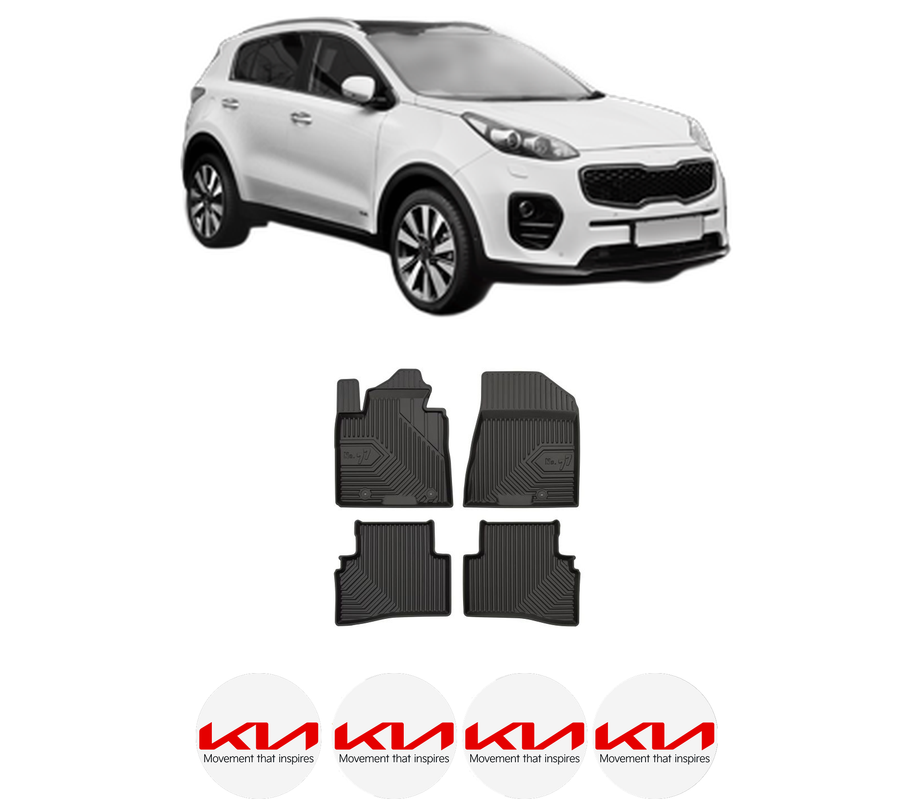 Set covorase presuri KIA SPORTAGE IV VAN (QL, QLE) din 2018, auto, din cauciuc thermoplastic, 4 Stickere auto cu KIA
