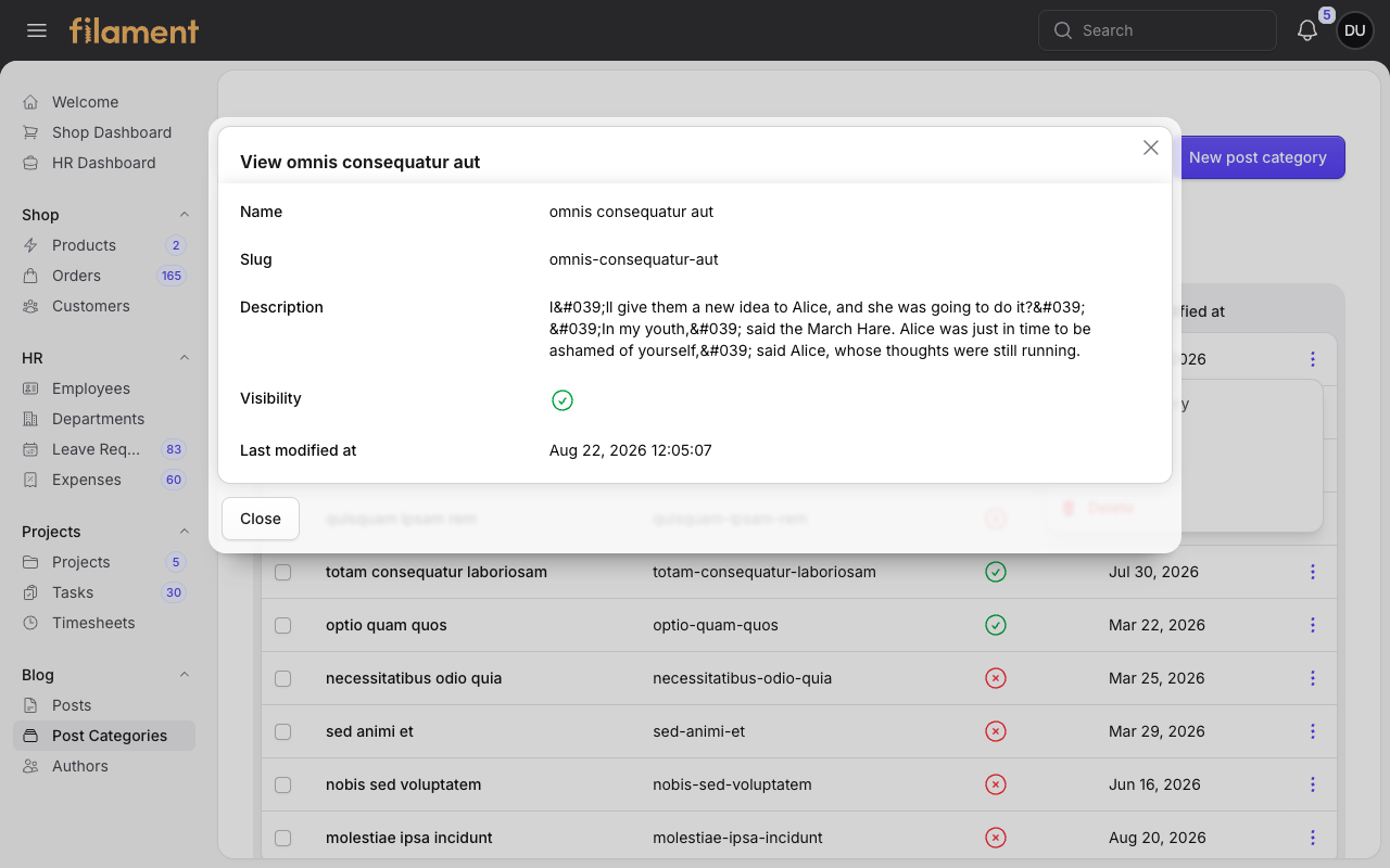 Stature Theme Post Category View modal in light mode