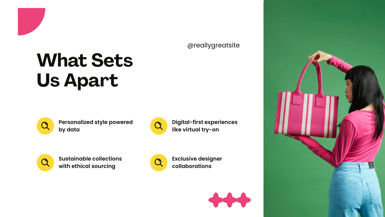 Yellow Green and Pink Dynamic Fashion Pitch Deck Presentation