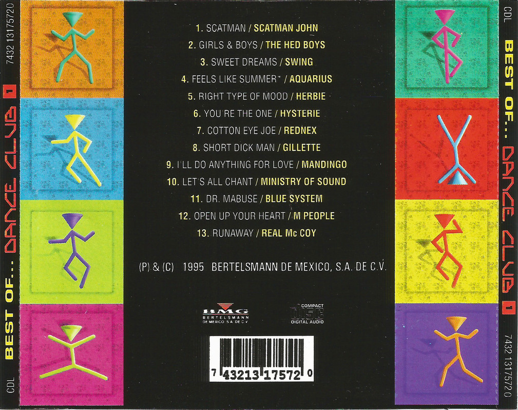 dance - 29/03/2024 - Various – Best Of... Dance Club 1  (CD, Compilation)(BMG Bertelsmann De Mexico, S.A. De C.V. – CDL 7432 1317572 0)  1995  (FLAC) Contraportada
