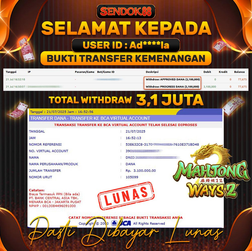 SENDOK88 JEPE! MAHJONG WAYS 2 Rp 3.100.000,- LUNAS!