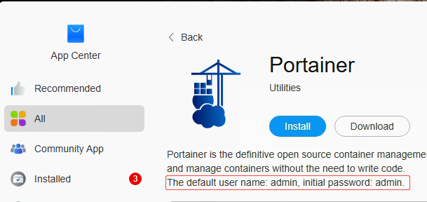 Potainer_Default_usernamepassword
