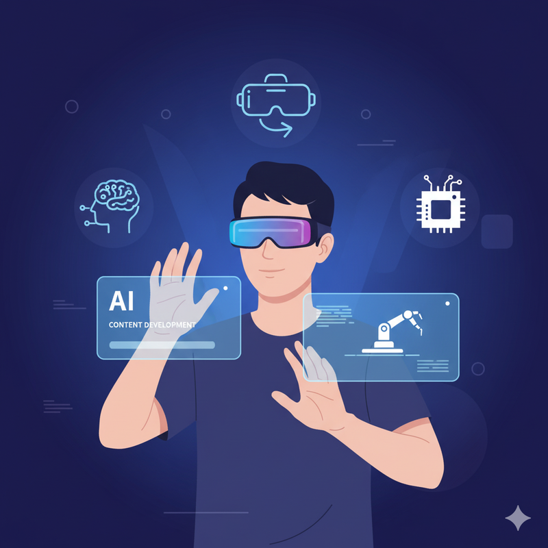 VR 헤드셋을 착용한 사람의 이미지